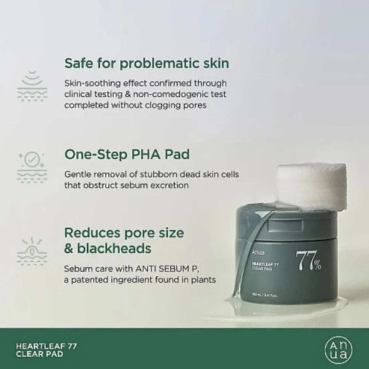 Heartleaf 77 Clear Pad 160ML Compresses purifiantes