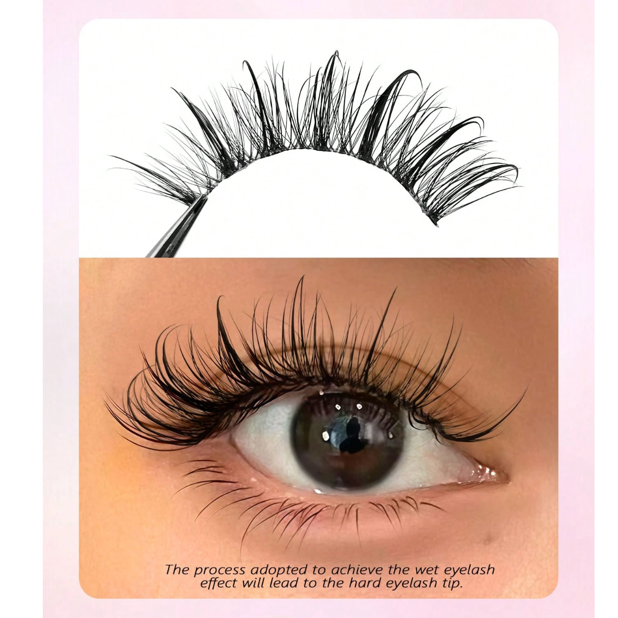 7 paires de cils naturels de 20 mm au look mouillé, bande transparente