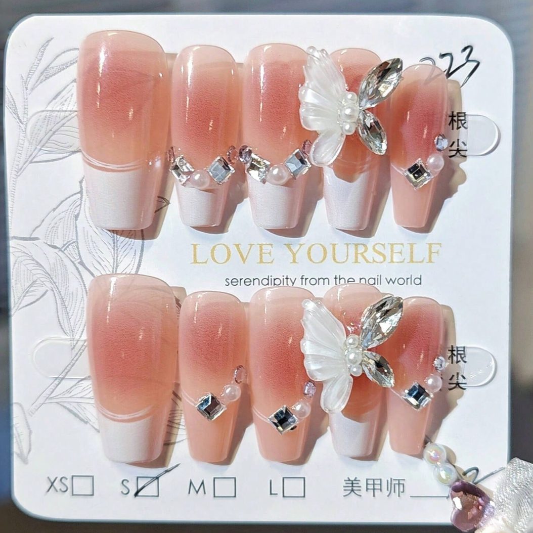 10 pièces Faux ongles style papillon