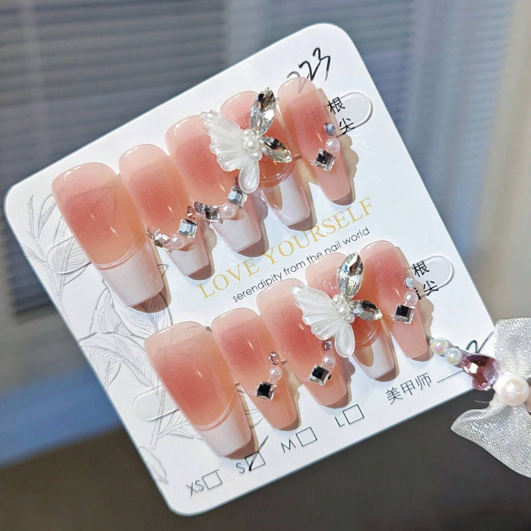 10 pièces Faux ongles style papillon