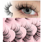 7 paires de cils naturels de 20 mm au look mouillé, bande transparente
