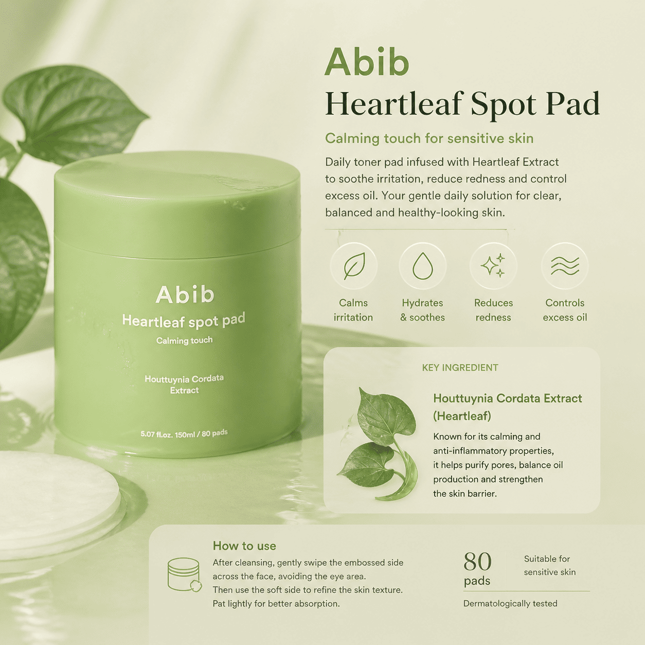 Heartleaf Spot Pad Calming Touch 150ML – Compresses Apaisantes Anti-Boutons